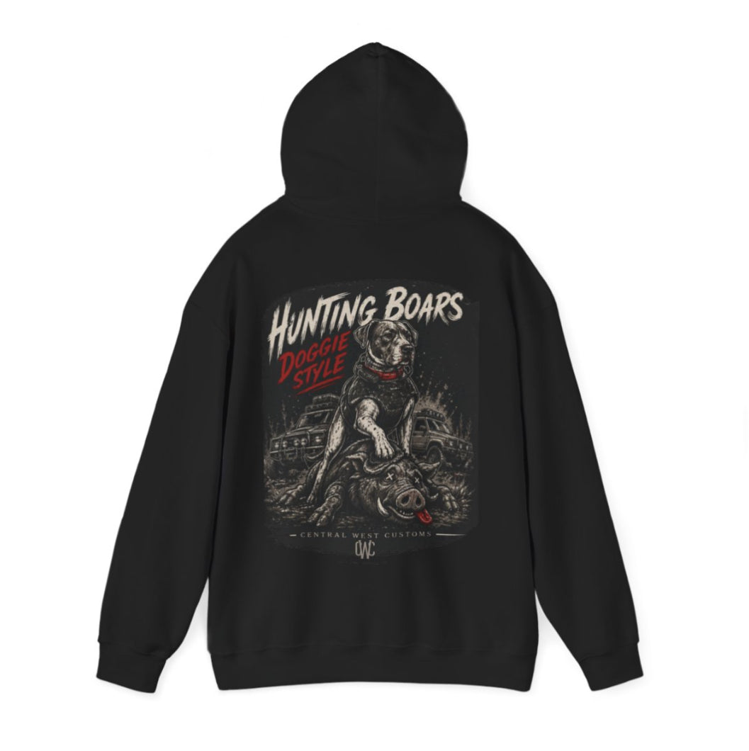 “Hunting Boars – Doggie Style” Custom hoodie Edition 🐗🐶