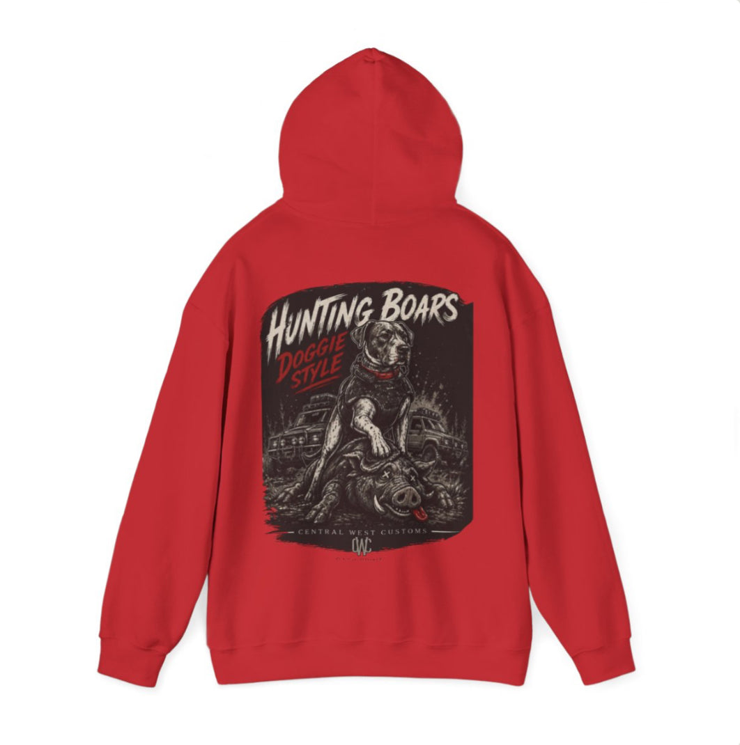 “Hunting Boars – Doggie Style” Custom hoodie Edition 🐗🐶