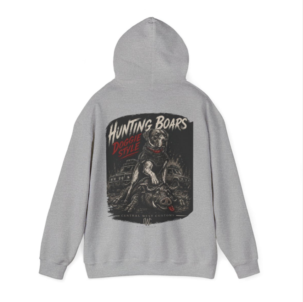 “Hunting Boars – Doggie Style” Custom hoodie Edition 🐗🐶