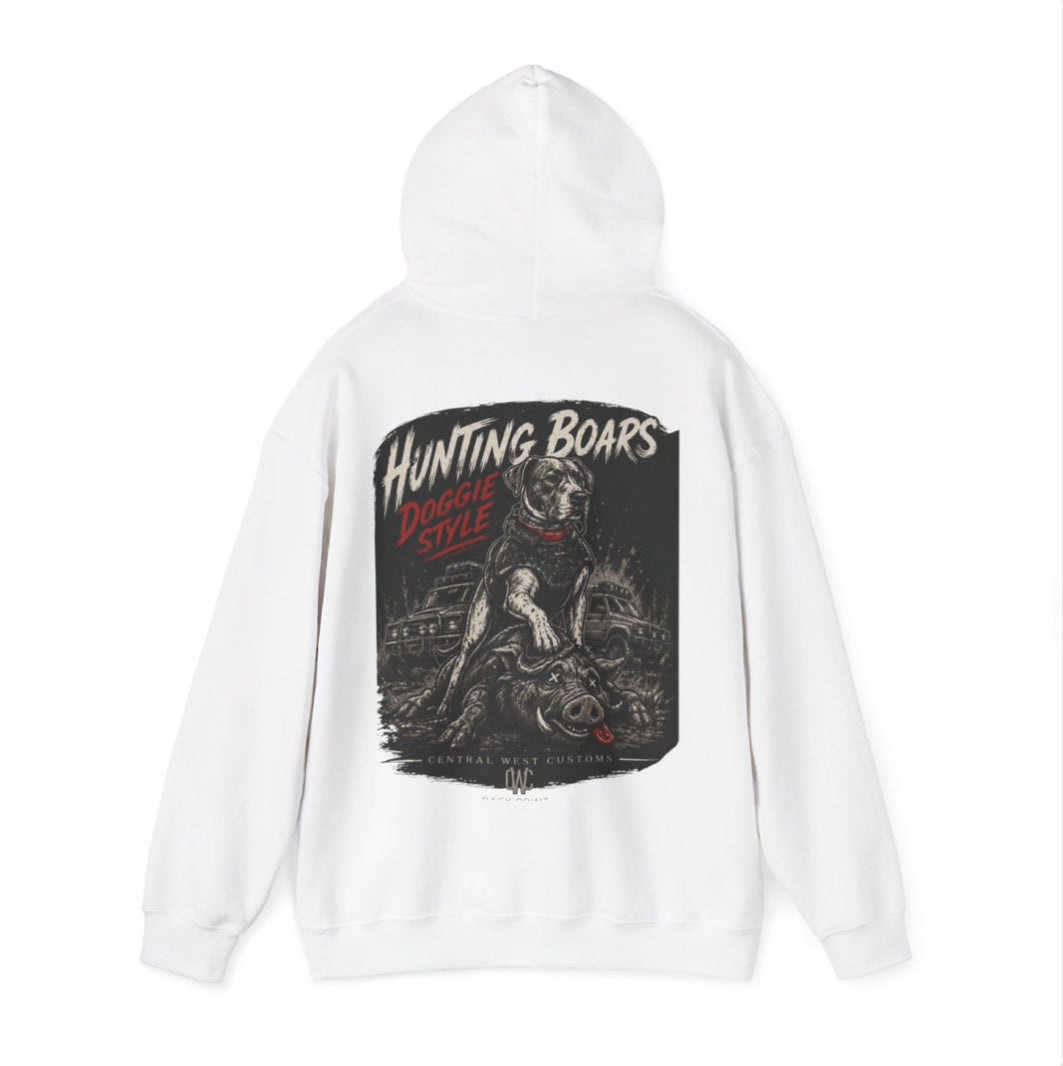 “Hunting Boars – Doggie Style” Custom hoodie Edition 🐗🐶