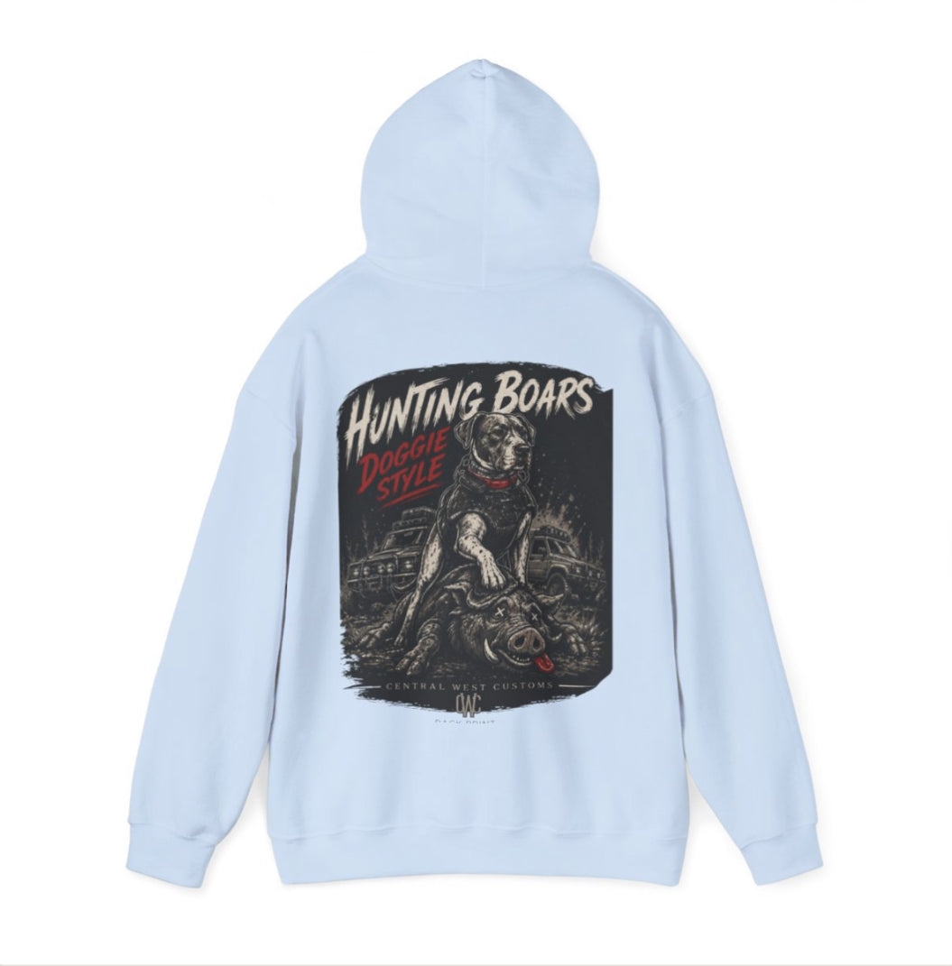 “Hunting Boars – Doggie Style” Custom hoodie Edition 🐗🐶